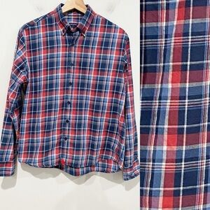 UNTUCKIT Plaid Button Down Shirt Blue Red Size Medium